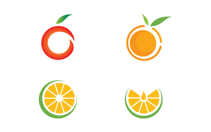 Färsk frukt orange logotyp vektor designmall V9