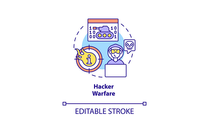 Hacker oorlogvoering concept icoon