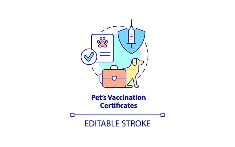 Husdjur vaccinationscertifikat koncept ikon