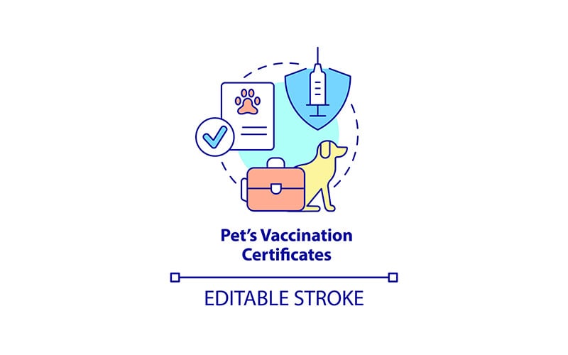 宠物疫苗接种证书概念的图标