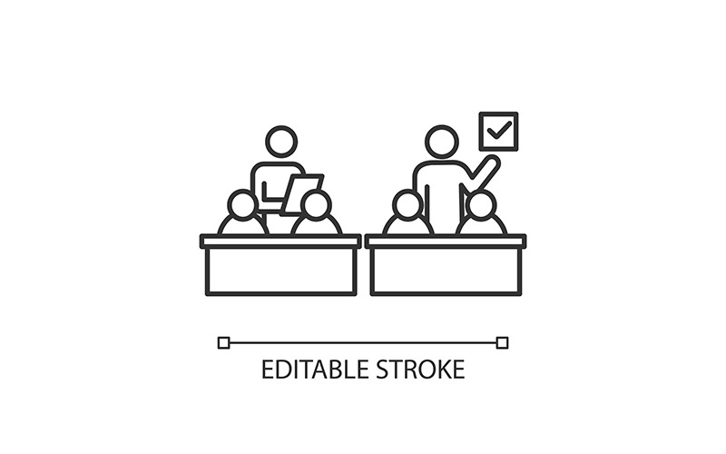 Inclusief onderwijs klaslokaal lineair pictogram