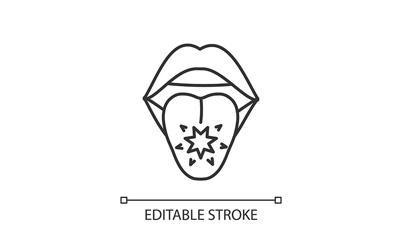 Tongue cancer linear icon