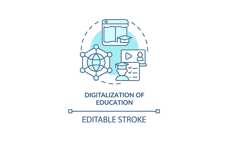 Digitalization of education turquoise concept icon