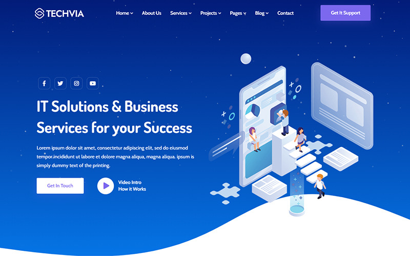 Techvia -用于it解决方案和业务服务的HTML5响应式网站模板