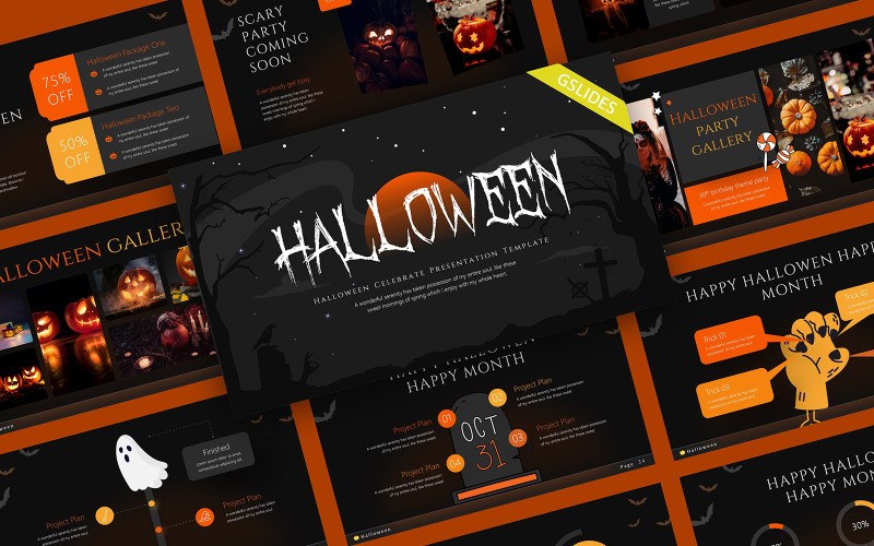 Halloween kreatív kísérteties Google Diák sablon