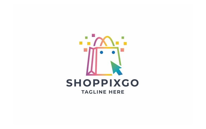 Professionelles Pixel-Shopping-Go-Logo