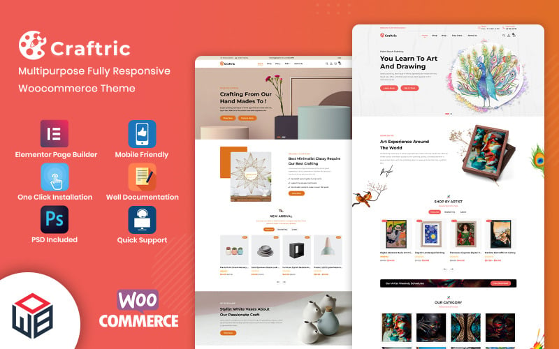 Craftric - Galeria Sztuki, Malowanie Wielozadaniowy szablon WordPress eCommerce