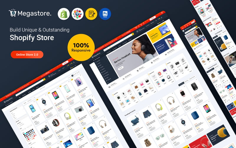 Megastore - Mega Electronics and Computers Multipropósito Shopify Responsive Theme