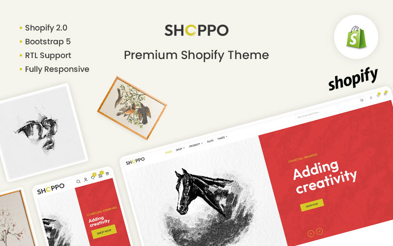 Shoppo – преміальна тема Shopify для живопису та художника