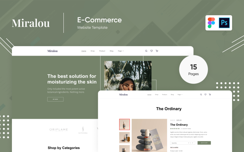 Miralou Seven - E-Commerce-Design für Kosmetikgeschäfte Figma und Photoshop