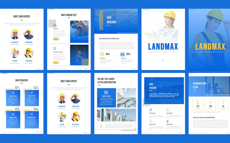 Modelo Landmax Construction A4 Potrait Google Slides