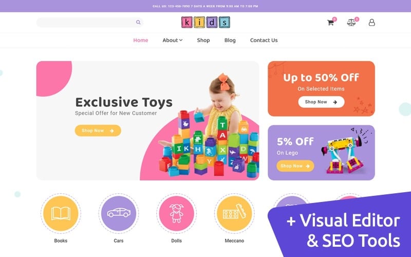 Toy Shop MotoCMS webbplatsmall
