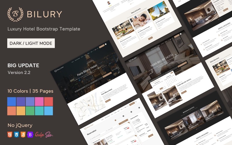 Bilury - Bootstrap HTML-sjabloon voor luxe hotels