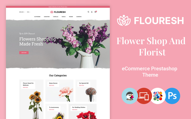Flouresh -鲜花和礼品店prestashop的主题