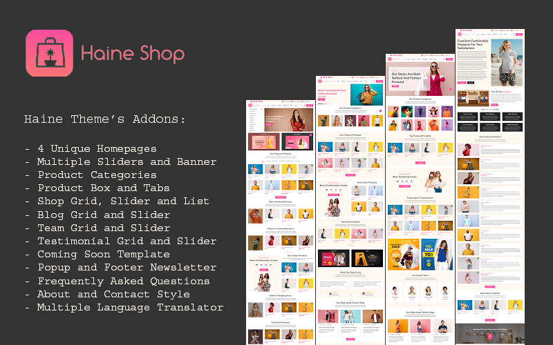Haine -电子商务时装商店, 服装和商店在线元素主题WordPress WooCommerce