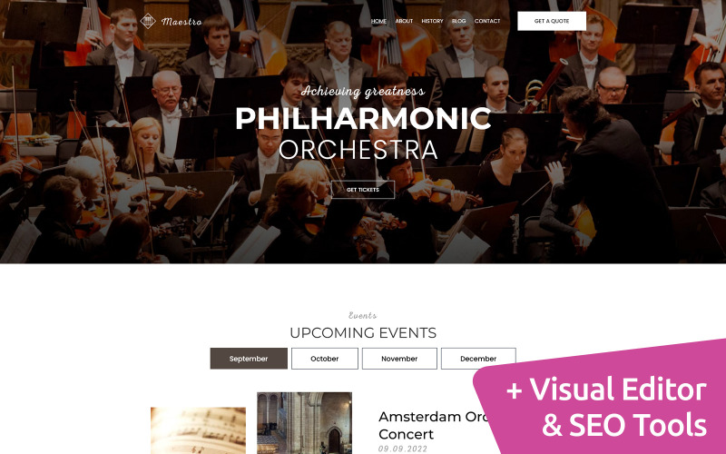 管弦乐网站模板由MotoCMS