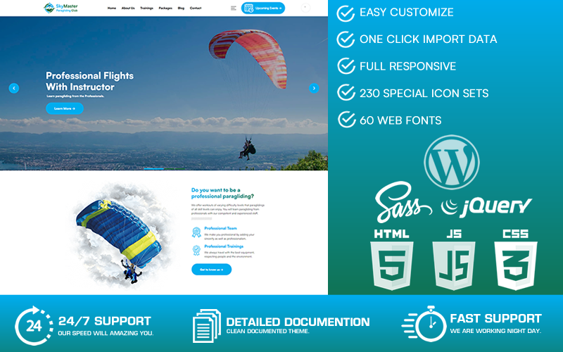 Skymaster – тема WordPress для парапланеризму