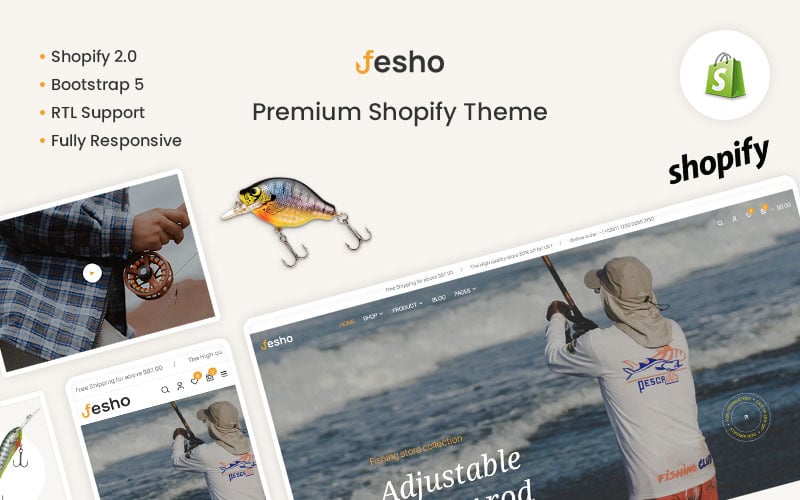 Fesho - Премиум Shopify Тема для рыбалки и удочек