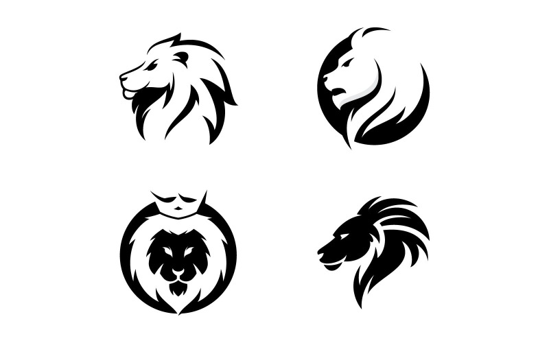 狮子动物头部矢量标志设计模板V9