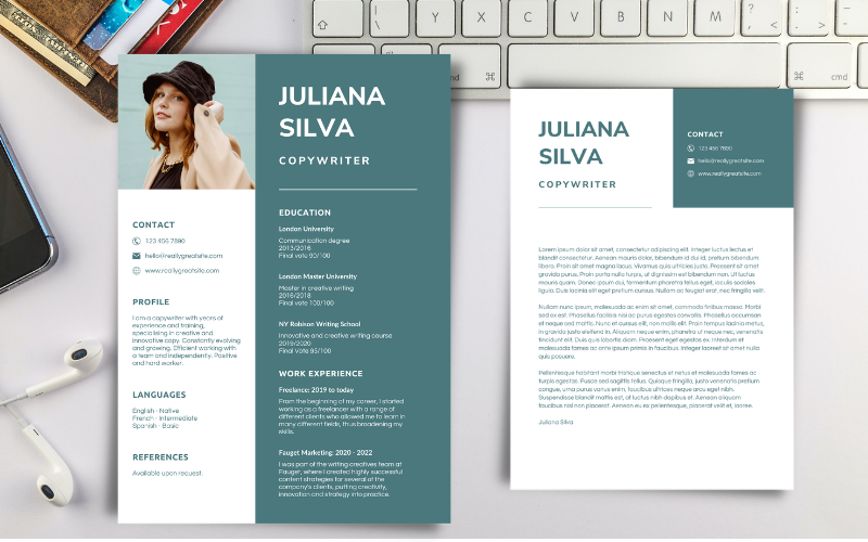 Juliana Silva -免费的简单简历设计的文案