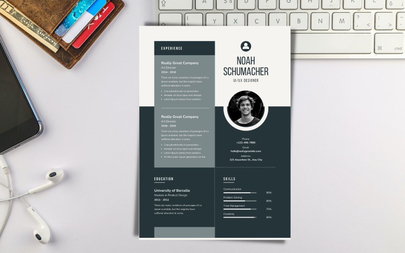 Noah Schumacher - Enkel CV-design för UI/UX-designer