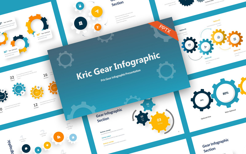 Kric Gear Infographic PowerPoint šablony