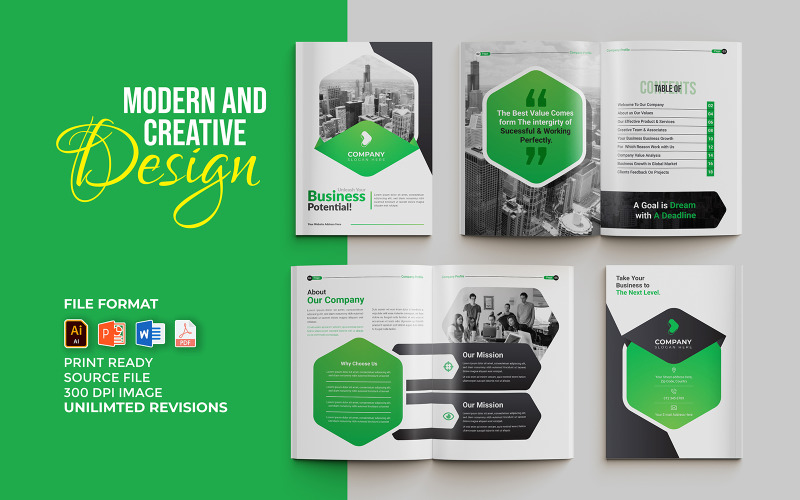 Profil de l'entreprise Modèle de brochure commerciale polyvalente de 24 pages