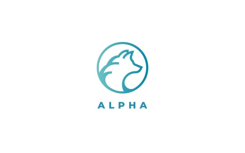 Blaue Alpha-Wolf-Logo-Vorlage