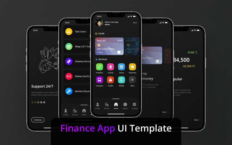 Elemente der Benutzeroberfläche der Finanz-App (Figma-Vorlage)