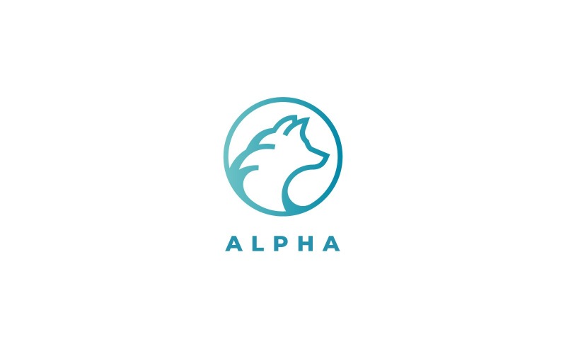 Plantilla de logotipo de lobo alfa azul