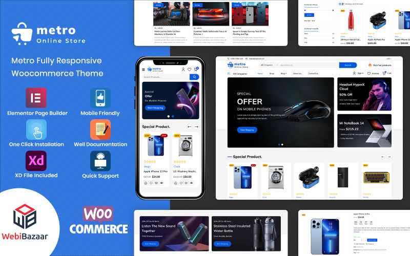 Metro - Elektronica MegaShop WooCommerce-sjabloon