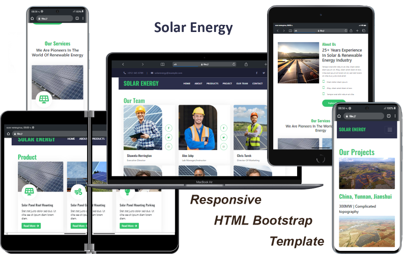 太阳能模板:Bootstrap可接受的HTML主页