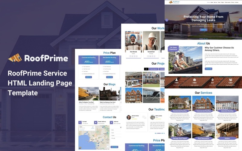 RoofPrime - Шаблон целевой страницы HTML5 для кровельных услуг