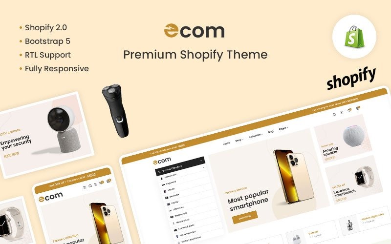 Ecom – Nejlepší elektronika & Gadgets reagující téma Shopify