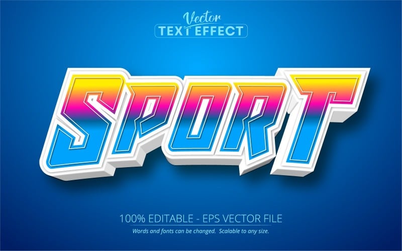 Sport - Effetto testo modificabile, Stile testo sport, Illustrazione grafica