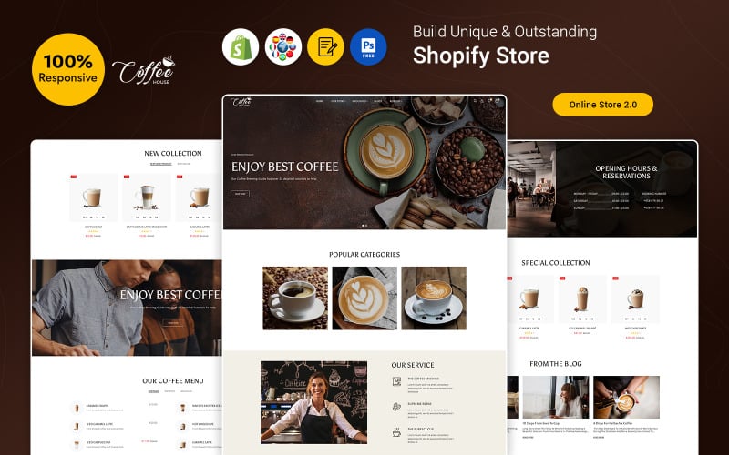 咖啡-茶，咖啡，饮料和饮料商店Shopify主题