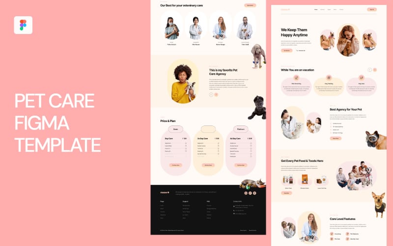 Modèle Figma d'interface utilisateur de soins pour animaux de compagnie