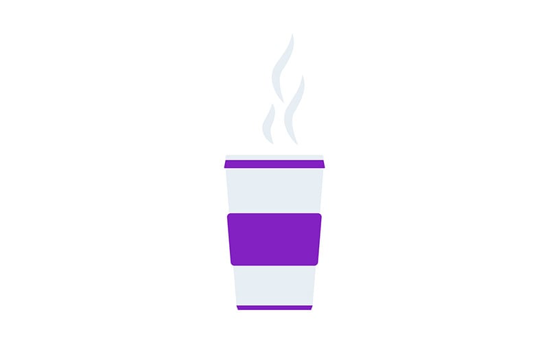 Afhaalmaaltijden koffiekopje semi-egale kleur vectorobject