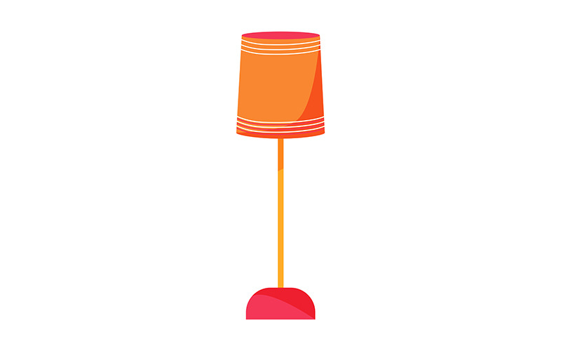 Lámpara de pie con objeto de vector de color semiplano sombra