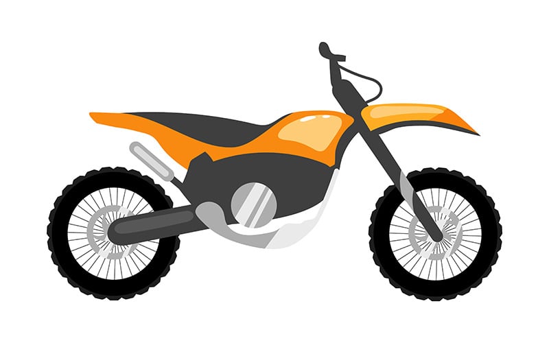 Objeto vectorial de color semiplano de motocicleta naranja metálica