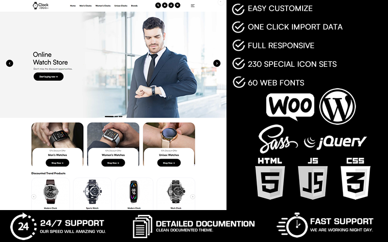 Clocko - Thème WordPress WooCommerce pour boutique d'horloges
