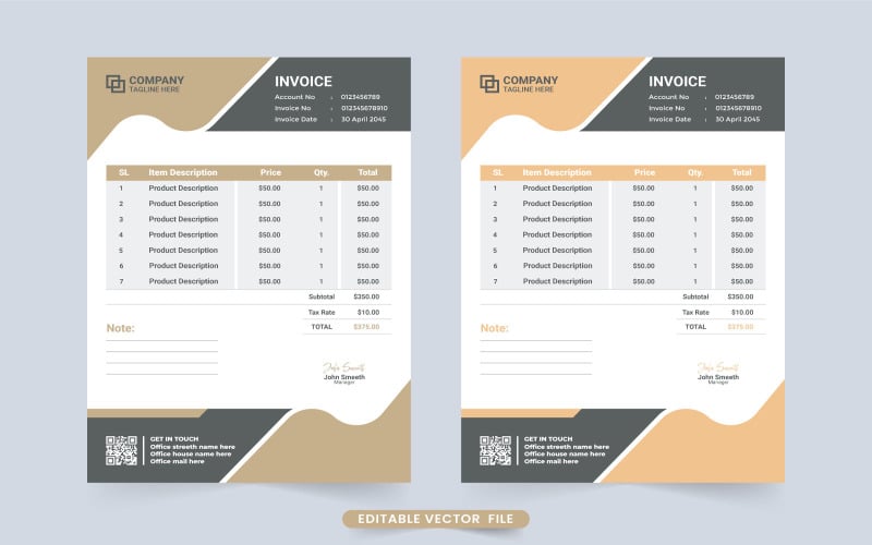 Corporate business voucher and invoice