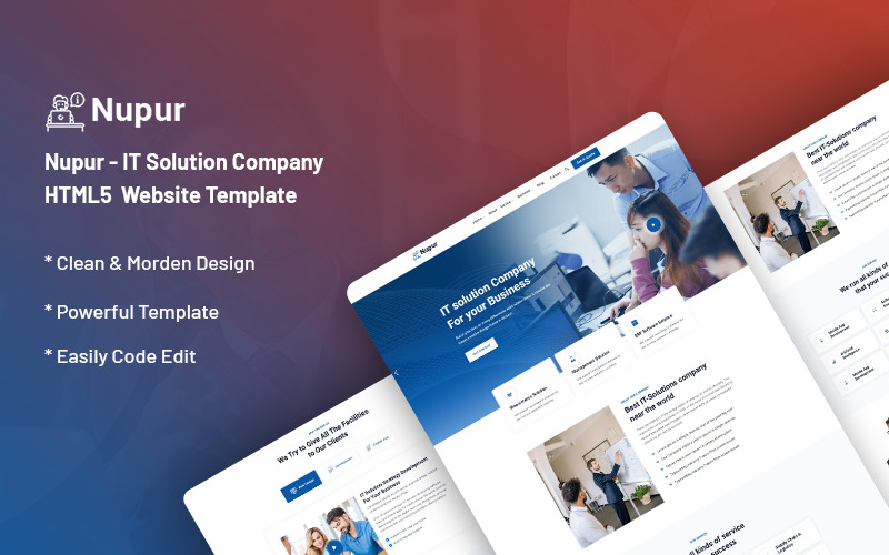Nupur - Modello di sito Web per società di soluzioni IT