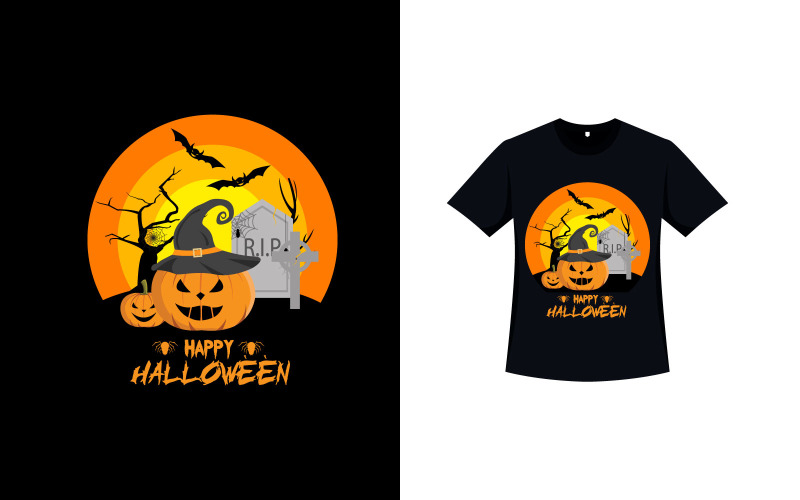 Дизайн футболки на Хэллоуин с тыквой