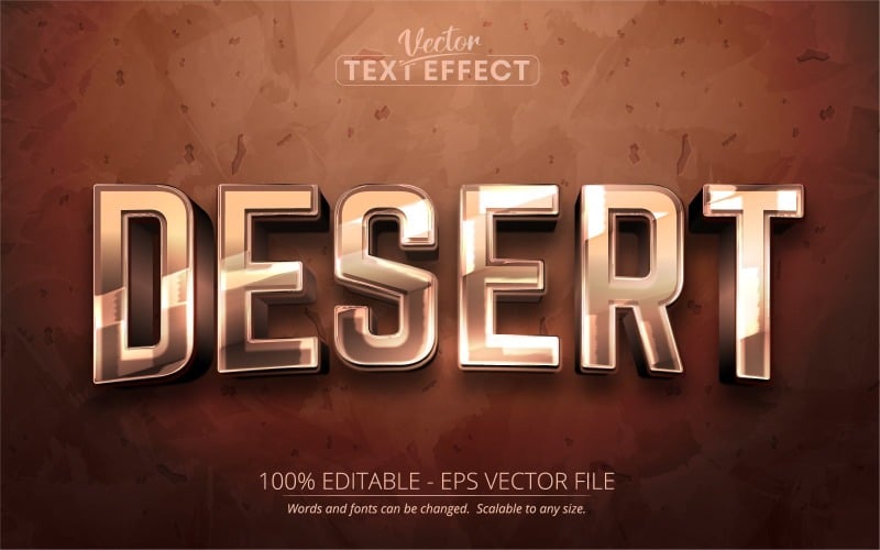 沙漠-可编辑的文字效果，旧的和闪亮的文字风格，图形插图