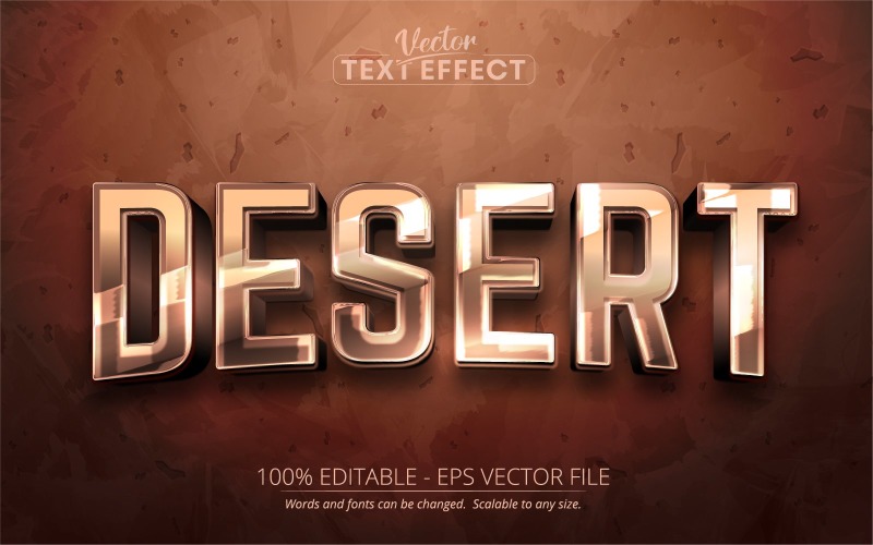 沙漠:可编辑的文本效果，古色古香的文本风格，图形插图