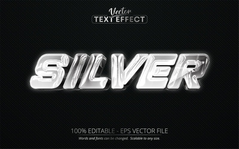 Silver Editable Text Effect Metallic Shiny Silver Text Style