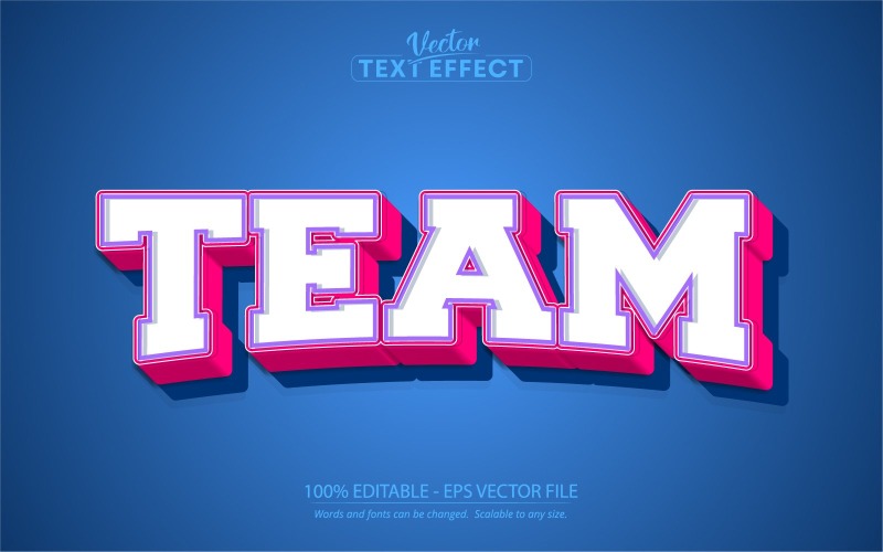 Team - Bearbeitbarer Texteffekt, Basketball- und Sporttextstil, Grafikillustration