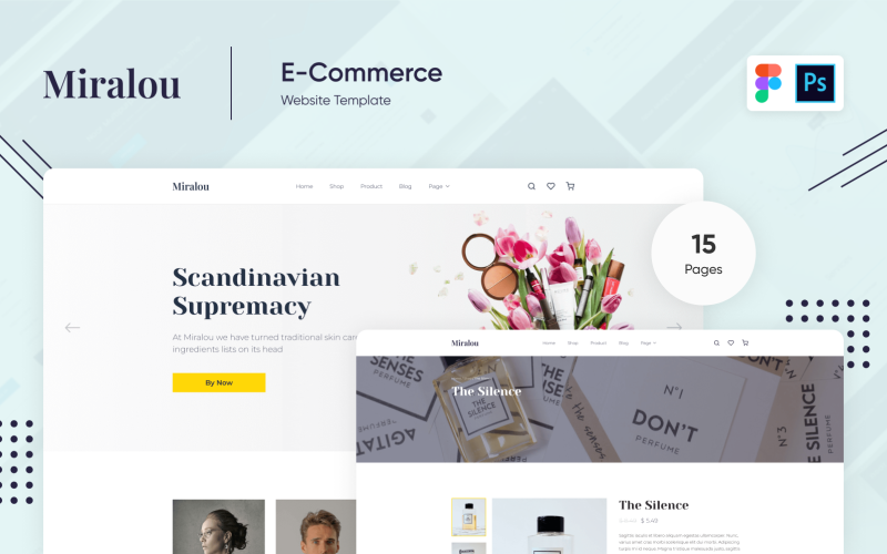 Miralou Two - Thème de commerce électronique pour magasin de cosmétiques Figma et Photoshop