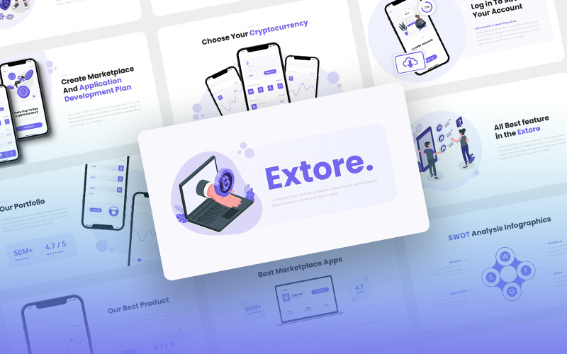 Extore - Mobil Uygulama ve SAAS Keynote Şablonu